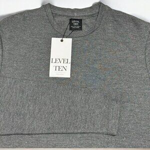 Level Ten Men Minimalist Long Sleeve Knit Shirt Heather Charcoal Gray Small NEW